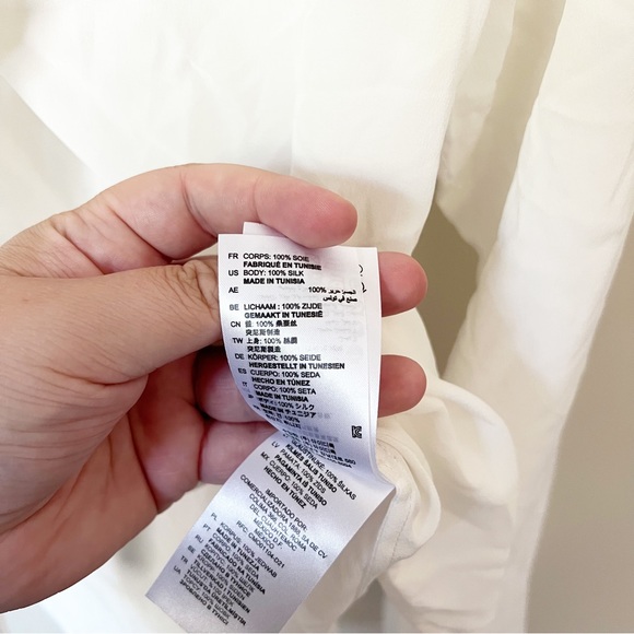 Sandro Paris Cleo Tie Lace Up Silk Blouse Ecru Off-White 2 EU 38 NWOT - Picture 10 of 15